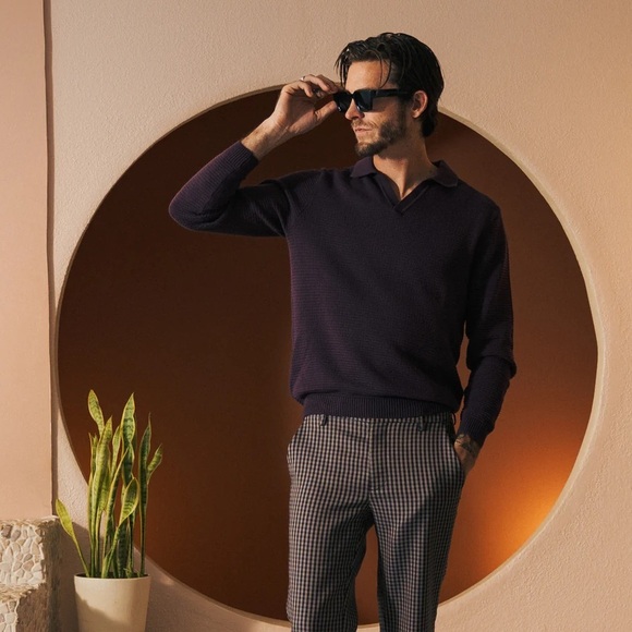 DANDY DEL MARXS THE SEBASTIAN LONG SLEEVE POLO IN AMETHYST